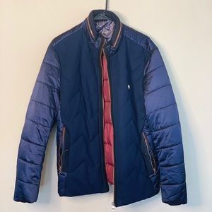 Men’s navy blue coat. Puffer sleeves